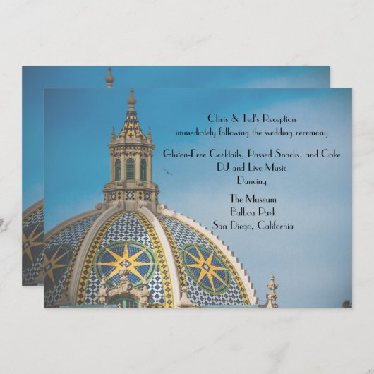 バルボアパーク サンディエゴ モザイクドーム レセプション メニュー 招待状 (正面/裏面)