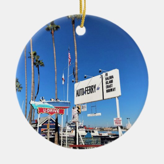 バルボア島フェリー、ニューポートビーチ、カリフォルニア セラミックオーナメント (正面)