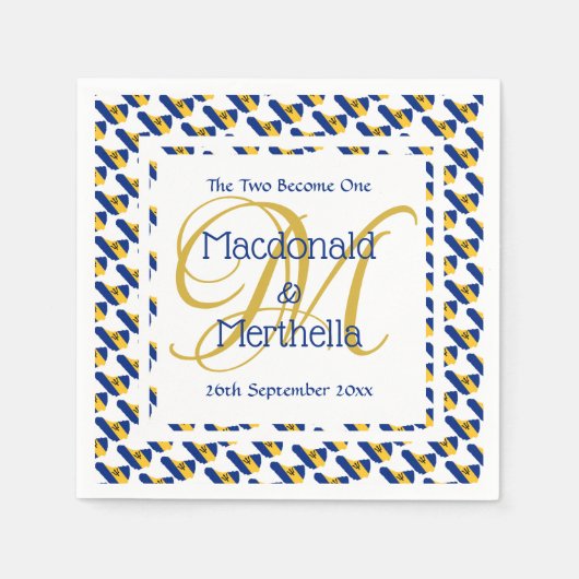 バルボーダ オーダーメイド モノグラム ウェディング セレブレーション ペーパー スタンダードカクテルナプキン (正面)