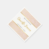 バルミツワーかわいい赤面ピンク金ゴールド水玉模様 スタンダードカクテルナプキン (角)