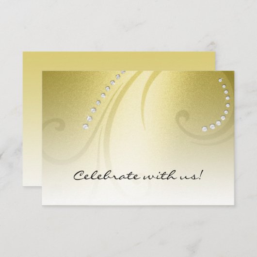 バルミツワーきらめく渦巻き結晶RSVP付 出欠カード (正面/裏面)