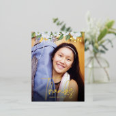 バルミツワーさん写真フローラはっきりした実在金ゴールド 箔招待状ポストカード (立ち正面)