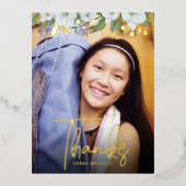 バルミツワーさん写真フローラはっきりした実在金ゴールド 箔招待状ポストカード (正面)