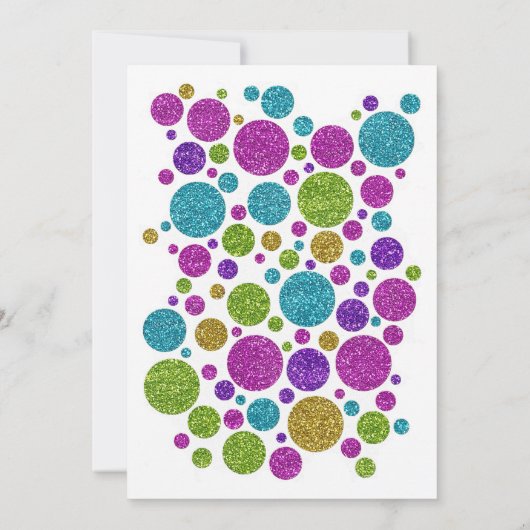 バルミツワーのカラフルきらびやかな点 招待状 (裏面)