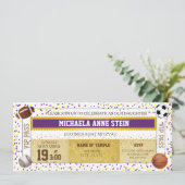 バルミツワーのスポーツのテーマのチケットの招待 招待状 (スタンド正面)