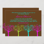 バルミツワーの招待状のつる植物のクレアチョコレートピンク 招待状 (正面/裏面)