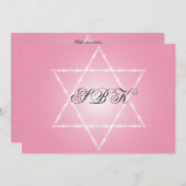 バルミツワーの招待状のシドニーのユダヤ人の星のピンク 招待状 (正面/裏面)