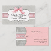 バルミツワーの招待状-フランス人の弓ダマスク織の渦巻 プレイスカード (正面/裏面)