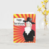 バルミツワーの挨拶状-ユダヤ人のrabbyキャラクター カード (黄色い花)