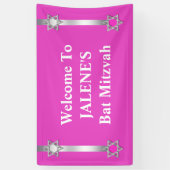 バルミツワーの星のデイヴィッドのピンク 横断幕 (縦)