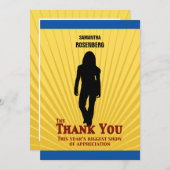 バルミツワーの映画俳優のサンキューカードの黄色の青 サンキューカード (正面/裏面)