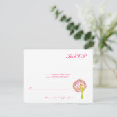 バルミツワーの菓子16 RSVPを結婚するピンクの木 出欠カード (スタンド正面)