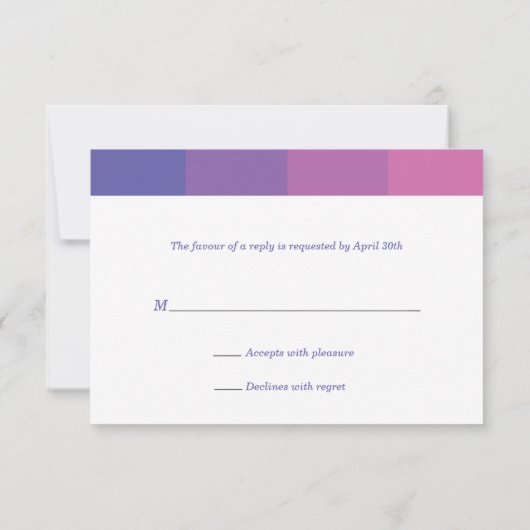 バルミツワーの調的な紫色の応答 出欠カード (裏面)