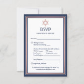 バルミツワーの食事オプションソングリクエストブルー&ピンク 出欠カード (正面)