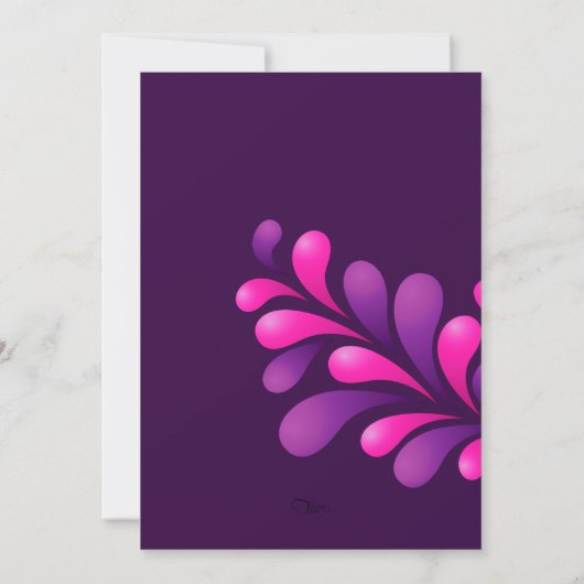 バルミツワーはっきりしたプルムパープルピンクon Any Color 招待状 (裏面)