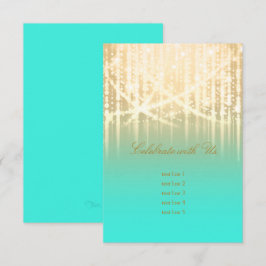 バルミツワーアクアグリーンと金ゴールドスパークリライト 招待状
