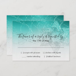 バルミツワーアクアスター・オブ・デイビッド・グリッタリーRSVP 出欠カード