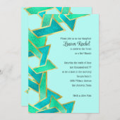 バルミツワーアクアターコイズスターオブデイビッド 招待状 (正面/裏面)