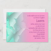 バルミツワーアクア蝶と任意のグラデーション色 招待状 (正面)