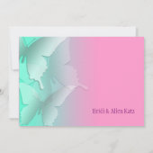 バルミツワーアクア蝶と任意のグラデーション色 招待状 (裏面)