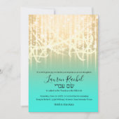 バルミツワーアクア金ゴールドスパークリライト 招待状 (正面)