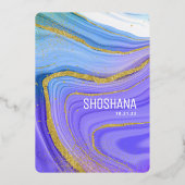 バルミツワーアゲートマーブルゴールドフォイル実在招待状 箔招待状 (裏面)