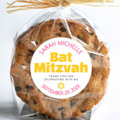 バルミツワーイエローはっきりしたホットピンクタイポグラフィクール ラウンドシール