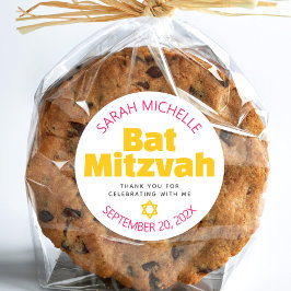 バルミツワーイエローはっきりしたホットピンクタイポグラフィクール ラウンドシール