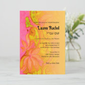 バルミツワーイエローオレンジピンクボヘミアンフローラ 招待状 (スタンド正面)