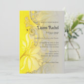 バルミツワーイエローグレーフローラ水彩 招待状 (スタンド正面)