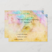 バルミツワーイエロー絞り染めデザインRSVPカード 出欠カード (正面/裏面)