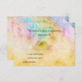 バルミツワーイエロー絞り染めデザインRSVPカード 出欠カード