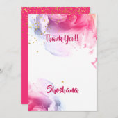 バルミツワーウォーターカラーグリッター空白のサンキュー サンキューカード (正面/裏面)