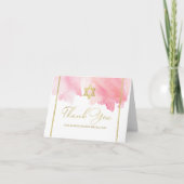 バルミツワーウォーターカラーサンキュー |抽象芸術ピンク ノートカード (正面)