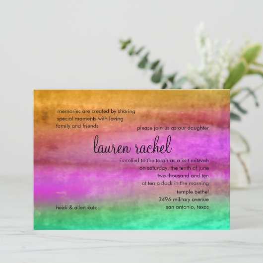 バルミツワーウォーターカラーストリークス 招待状 (スタンド正面)