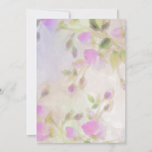 バルミツワーウォーターカラーピンクローズ招待状 招待状 (裏面)