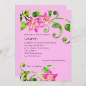 バルミツワーウォーターカラーフローラデザイン招待状 招待状 (正面/裏面)