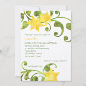 バルミツワーウォーターカラーフローラデザイン 招待状 (正面)