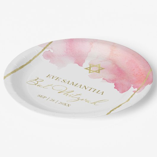 バルミツワーウォーターカラー紙プレート |抽象芸術 ペーパープレート (アングル)