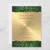 バルミツワーエメエレガントラルドグリーン金ゴールドフィリグリー 招待状 (正面)