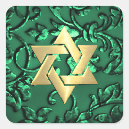 バルミツワーエメラルドグリーンダマスクと任意の色 スクエアシール