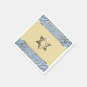 バルミツワーエレガントダスティブルーと金ゴールドフィリグリー スタンダードカクテルナプキン (角)