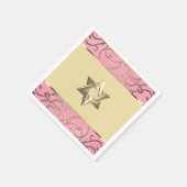 バルミツワーエレガントピンクと金ゴールド映画 スタンダードカクテルナプキン (角)