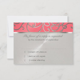 バルミツワーエレガントピンクアンドシルバーフィリグリー 招待状