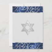 バルミツワーエレガントブルーとシルバーフィリグリー 招待状 (裏面)