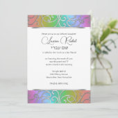 バルミツワーエレガントレインボーとシルバーフィリグリー 招待状 (スタンド正面)