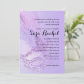バルミツワーエレガント仮装パープルとピンク 招待状 (スタンド正面)