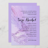 バルミツワーエレガント仮装パープルとピンク 招待状 (正面/裏面)