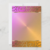 バルミツワーオエレガントレンジピンク金ゴールドフィリグリー 招待状 (裏面)