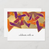 バルミツワーオレンジ色の紫色の星David Any Color 招待状 (正面/裏面)